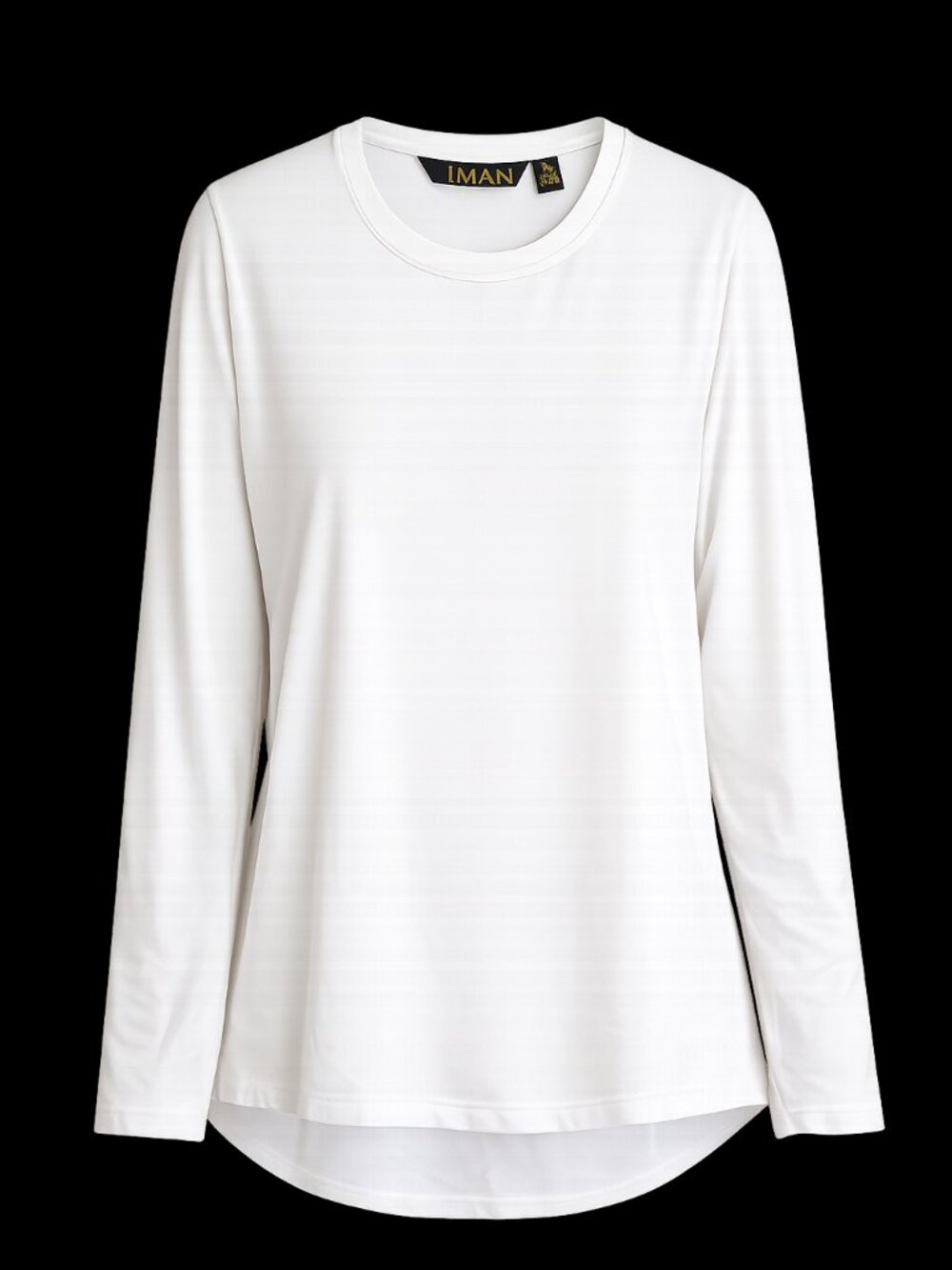 IMAN Global Chic White Long Sleeve Top 1X Stretch High Low Hem Minimalist Basic